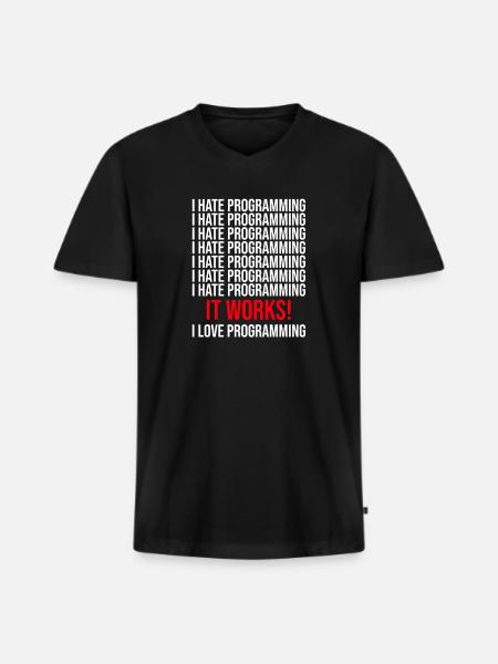 Programmer I hate programming - Men's Premium Organic T-shirt with V-neck - black