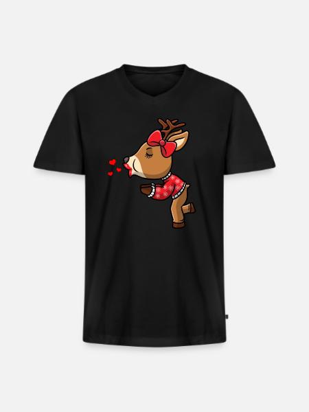 Reindeer Christmas Couple Christmas Time - Men's Premium Organic T-shirt with V-neck - black
