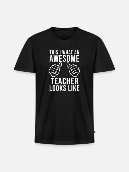 Lehrer Spruch lustig - Männer Premium Bio T-Shirt mit V-Ausschnitt - Schwarz