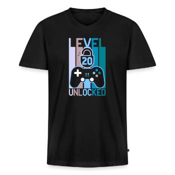 20th birthday gift - 20 years old - Men's Premium Organic T-shirt with V-neck - black - Front - Nico (187cm)