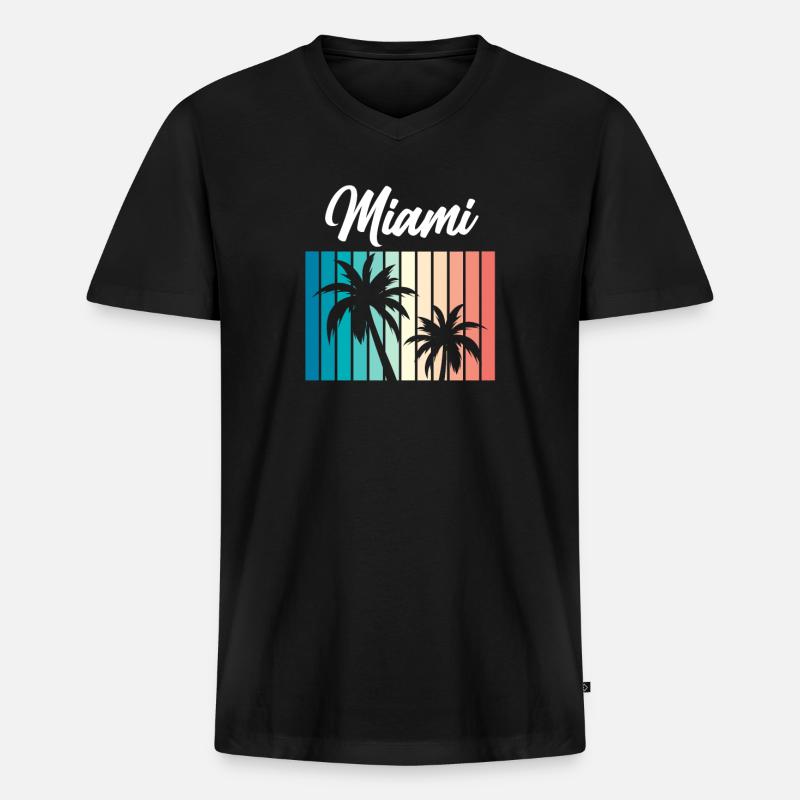 Miami - Männer Premium Bio T-Shirt mit V-Ausschnitt - Schwarz
