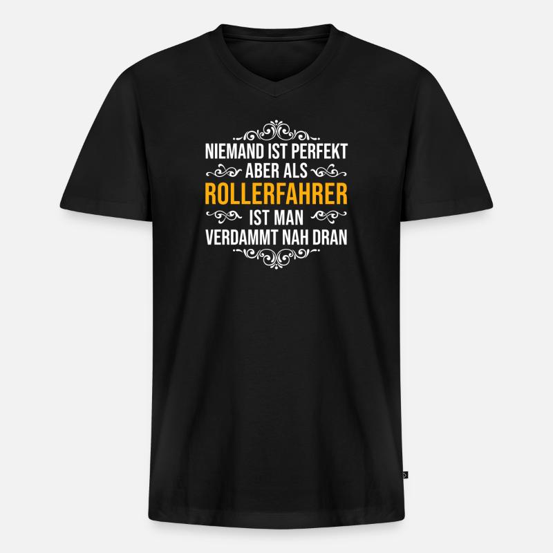 Rollerfahrer Motorroller Spruch - Männer Premium Bio T-Shirt mit V-Ausschnitt - Schwarz