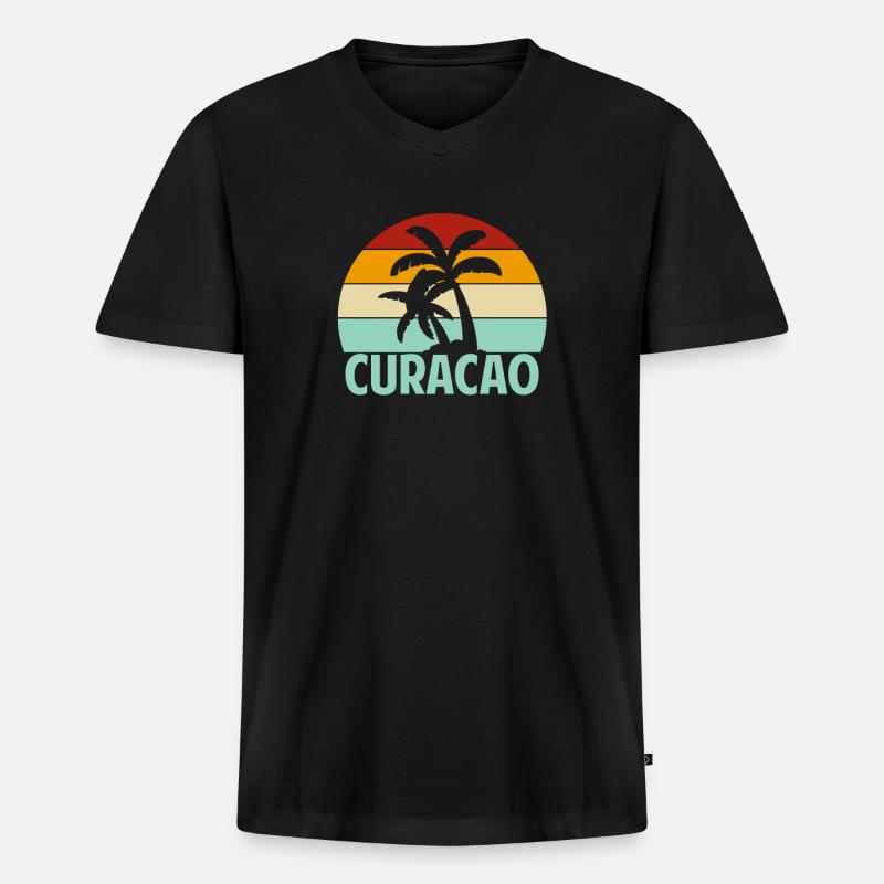 Curacao - Männer Premium Bio T-Shirt mit V-Ausschnitt - Schwarz