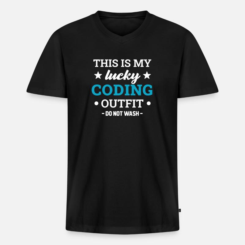 Coding Programmieren Informatiker - Männer Premium Bio T-Shirt mit V-Ausschnitt - Schwarz