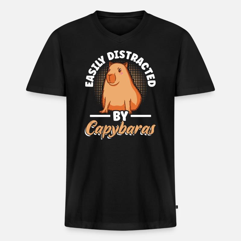 Capybara Wasserschwein Nagetier - Männer Premium Bio T-Shirt mit V-Ausschnitt - Schwarz