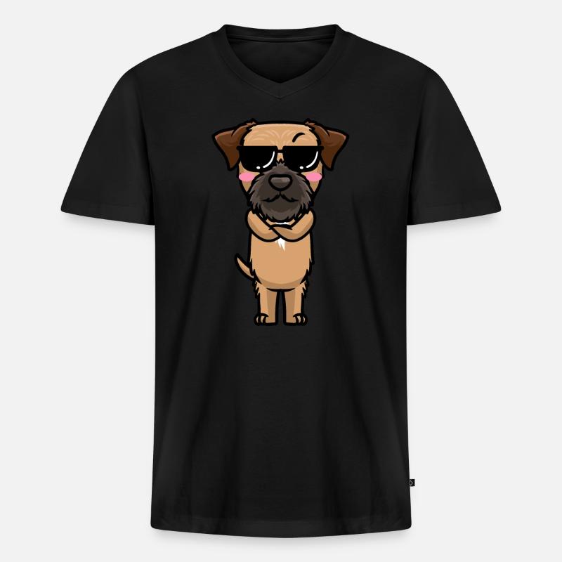 Border Terrier Hund - Männer Premium Bio T-Shirt mit V-Ausschnitt - Schwarz