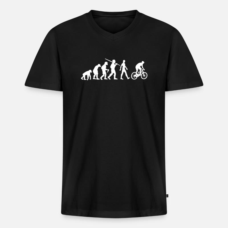 Radfahrer Evolution Biker - Männer Premium Bio T-Shirt mit V-Ausschnitt - Schwarz
