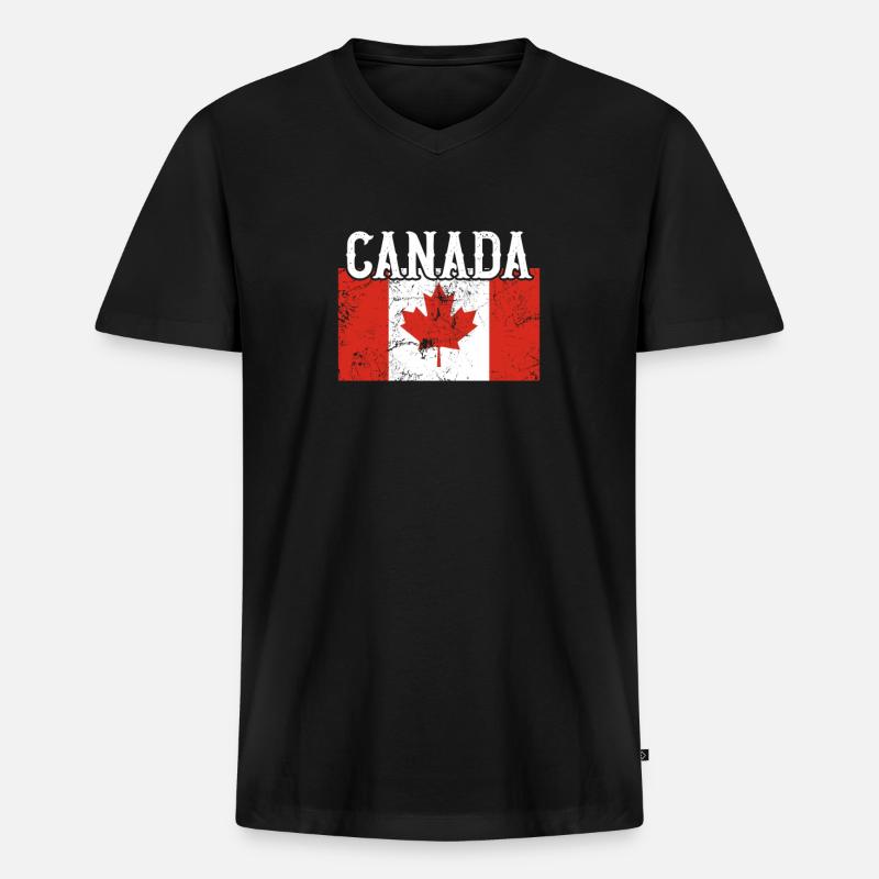 Drapeau du Canada - T-shirt encolure en V Premium bio Homme - noir