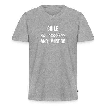 Chili - T-shirt encolure en V Premium bio Homme - gris chiné - Devant