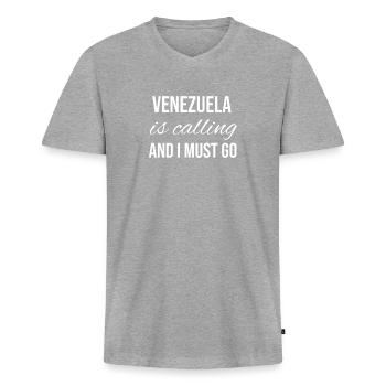 Venezuela - T-shirt encolure en V Premium bio Homme - gris chiné - Devant