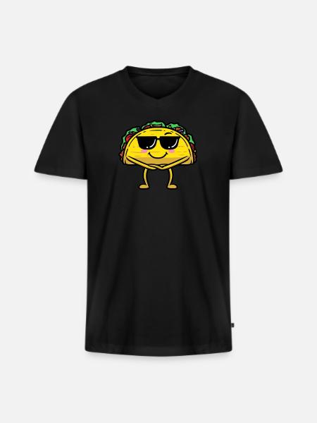 Taco Emoticon Sunglasses - Men's Premium Organic T-shirt with V-neck - black