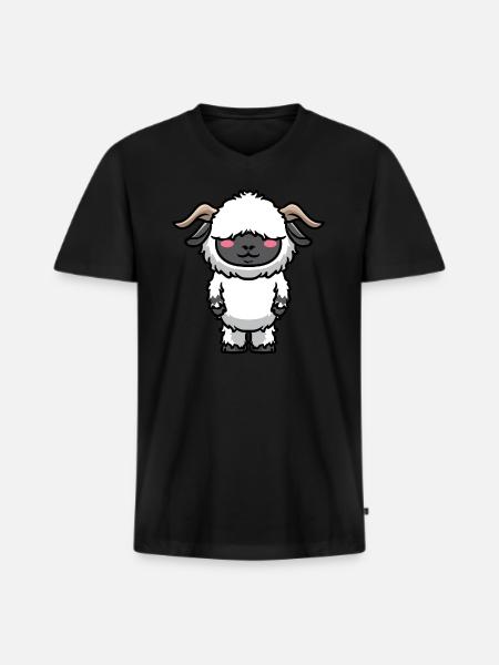 Walliser Schwarznasenschaf Schafe - Männer Premium Bio T-Shirt mit V-Ausschnitt - Schwarz