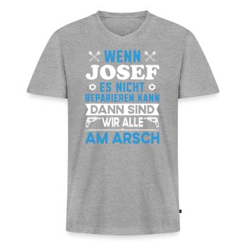 Name Josef reparieren Arbeit Büro lustig Fun - Männer Premium Bio T-Shirt mit V-Ausschnitt - Grau meliert - Vorne