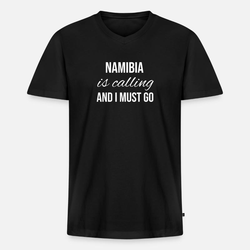 Namibia - Männer Premium Bio T-Shirt mit V-Ausschnitt - Schwarz