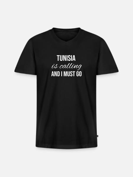 Tunisie - T-shirt encolure en V Premium bio Homme - noir