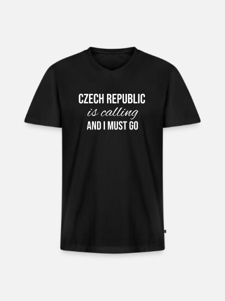 Czechia - Men's Premium Organic T-shirt with V-neck - black
