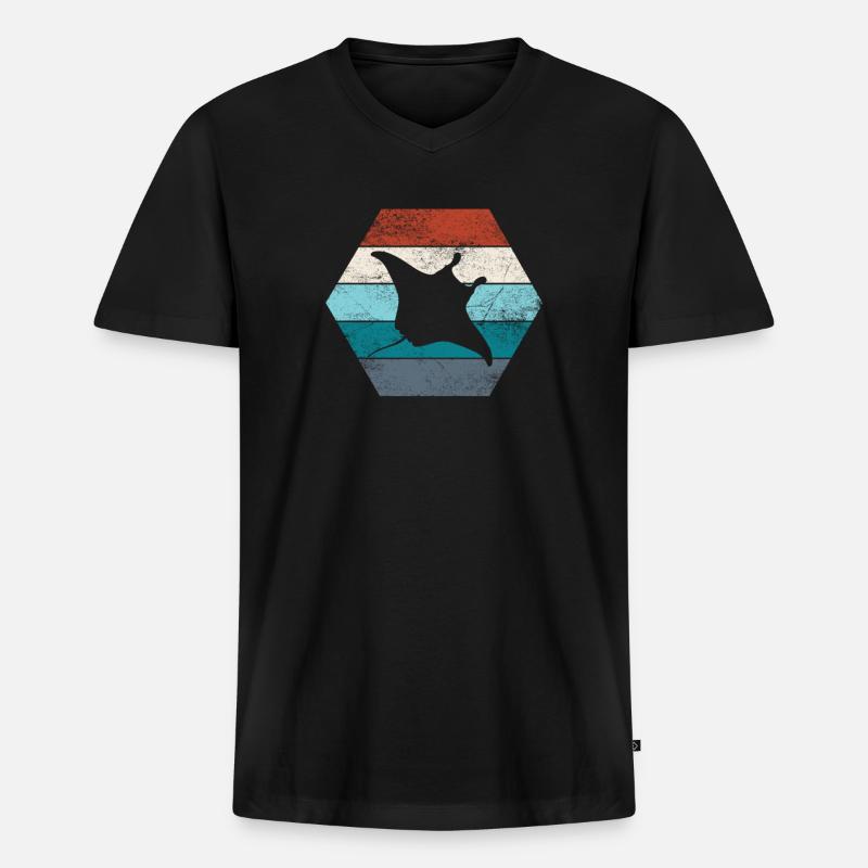 Stachelrochen - Männer Premium Bio T-Shirt mit V-Ausschnitt - Schwarz