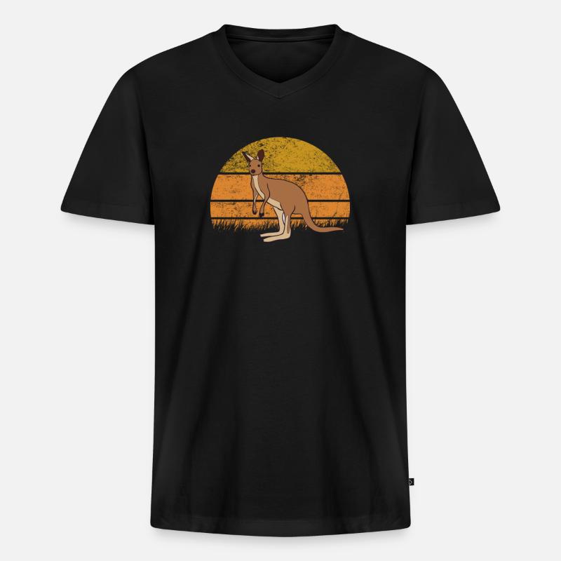 Känguru - Männer Premium Bio T-Shirt mit V-Ausschnitt - Schwarz