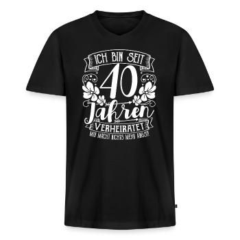 Rubinhochzeit 40 Jahre Verheiratet Hochzeitstag - Männer Premium Bio T-Shirt mit V-Ausschnitt - Schwarz - Vorne - Nico (187cm)