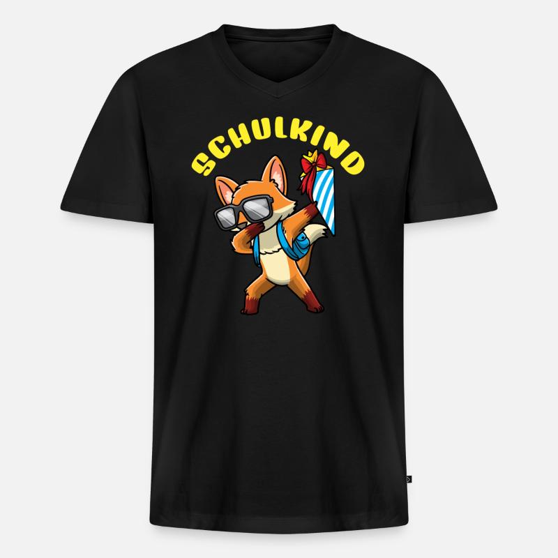 Schulkind Einschulung Fuchs - Männer Premium Bio T-Shirt mit V-Ausschnitt - Schwarz