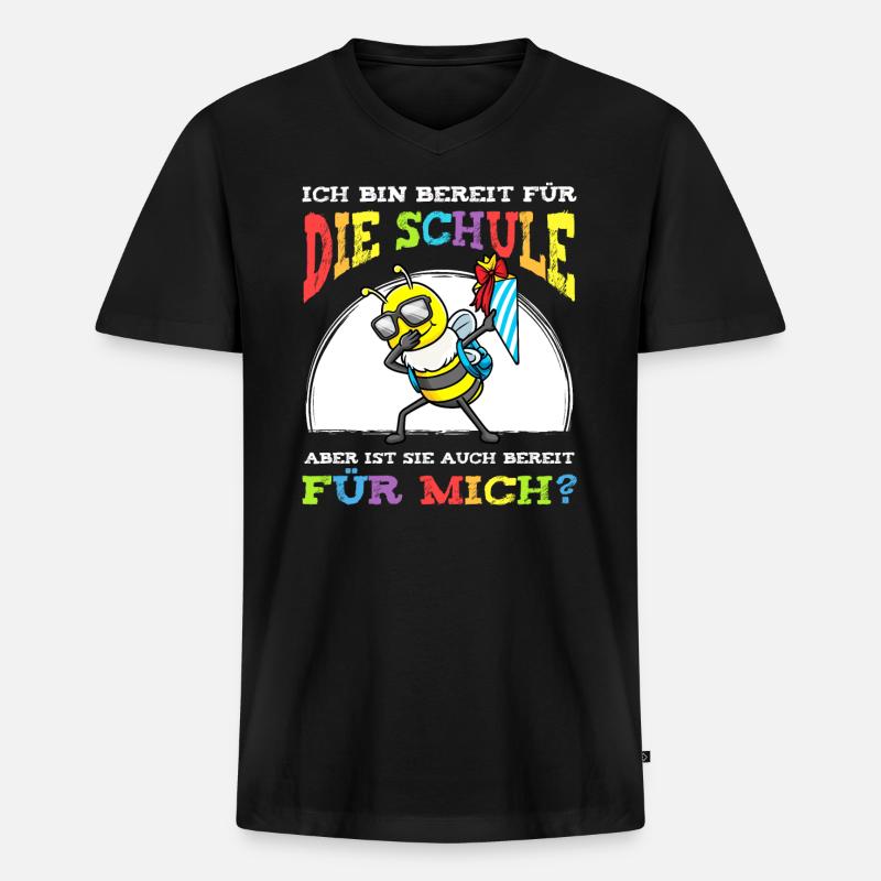 Schulkind Einschulung Biene - Männer Premium Bio T-Shirt mit V-Ausschnitt - Schwarz