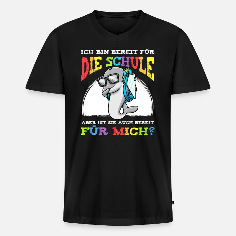 Schulkind Einschulung Delfin - Männer Premium Bio T-Shirt mit V-Ausschnitt - Schwarz