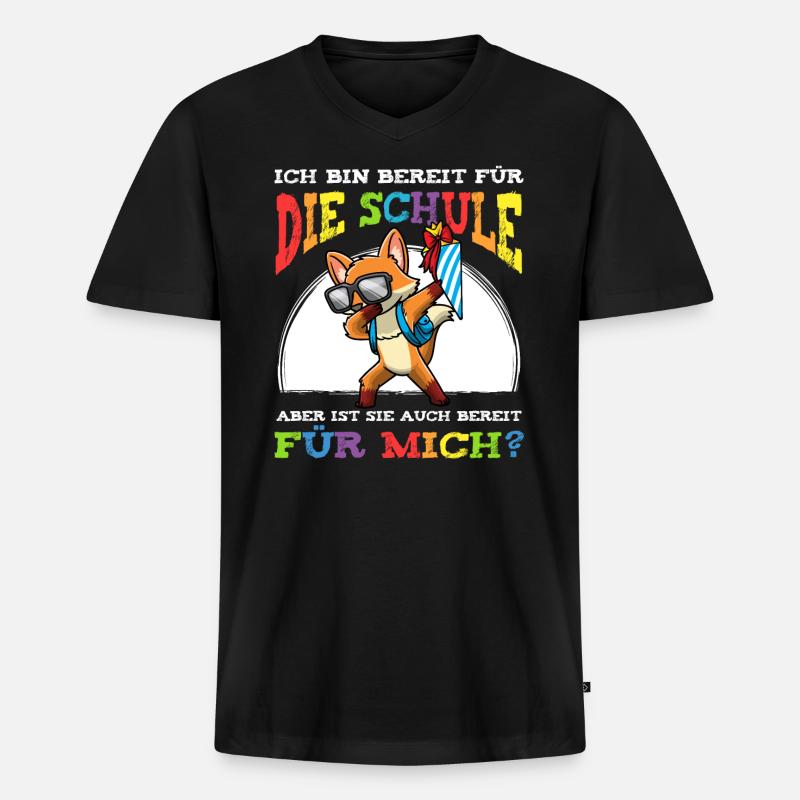 Schulkind Einschulung Fuchs - Männer Premium Bio T-Shirt mit V-Ausschnitt - Schwarz
