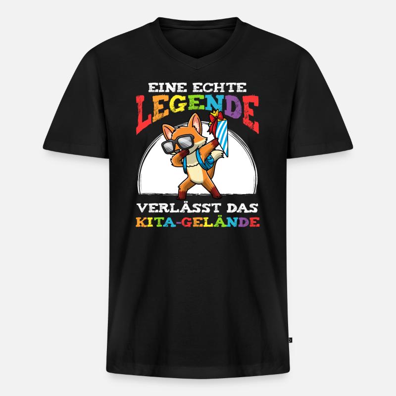 Schulkind Einschulung Fuchs - Männer Premium Bio T-Shirt mit V-Ausschnitt - Schwarz