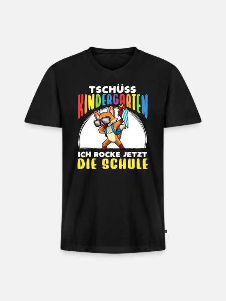 Schulkind Einschulung Fuchs - Männer Premium Bio T-Shirt mit V-Ausschnitt - Schwarz