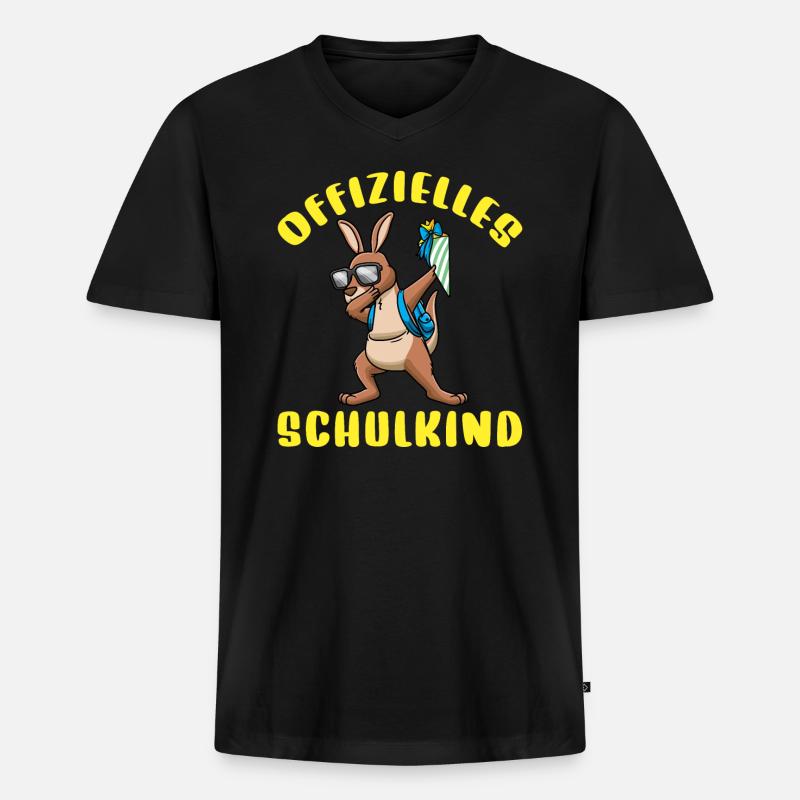 Schulkind Einschulung Känguru - Männer Premium Bio T-Shirt mit V-Ausschnitt - Schwarz