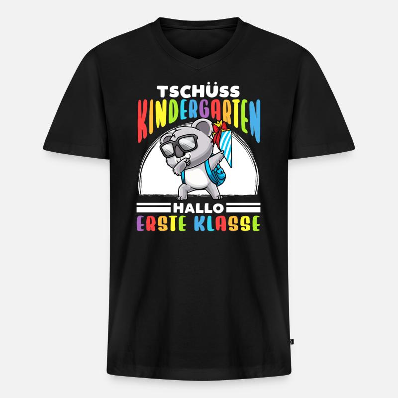 Schulkind Einschulung Koala - Männer Premium Bio T-Shirt mit V-Ausschnitt - Schwarz