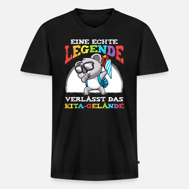 Schulkind Einschulung Koala - Männer Premium Bio T-Shirt mit V-Ausschnitt - Schwarz