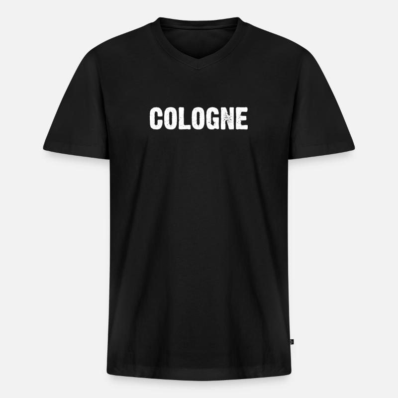 Cologne - Männer Premium Bio T-Shirt mit V-Ausschnitt - Schwarz
