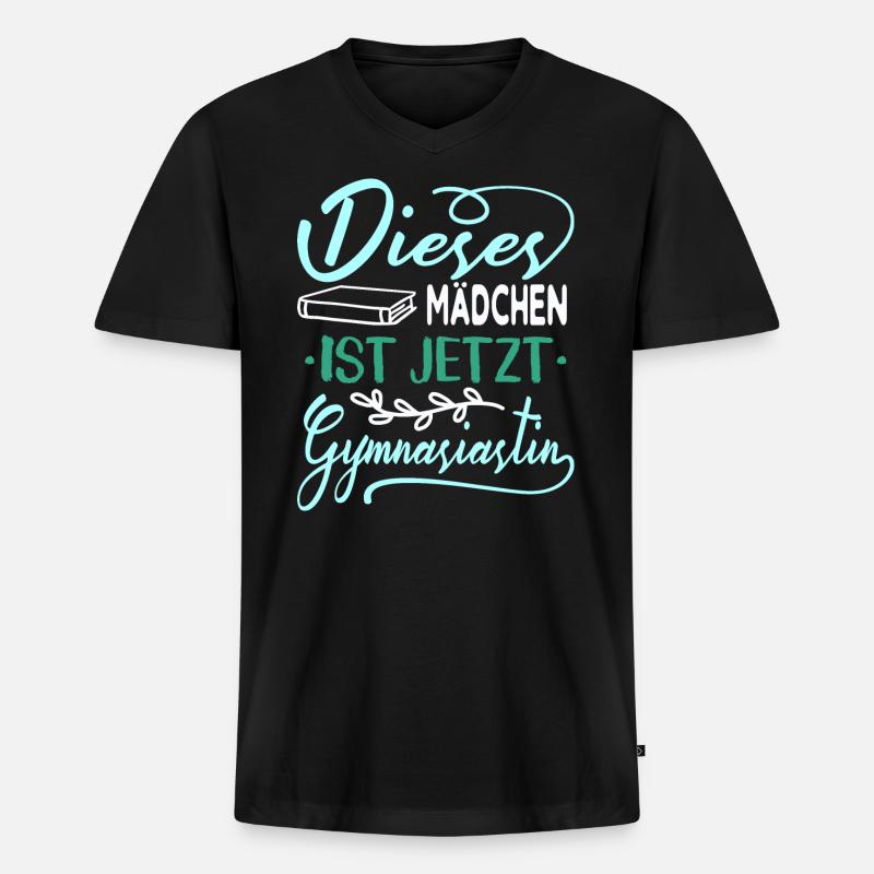 Einschulung Gymnasium Mädchen - Männer Premium Bio T-Shirt mit V-Ausschnitt - Schwarz
