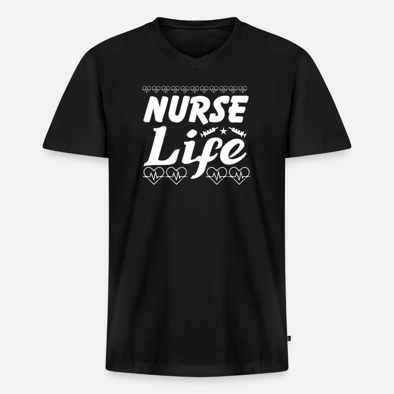 Krankenschwester Leben - Männer Premium Bio T-Shirt mit V-Ausschnitt - Schwarz