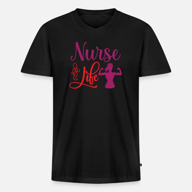KRANKENSCHWESTER Pflegerin - Männer Premium Bio T-Shirt mit V-Ausschnitt - Schwarz