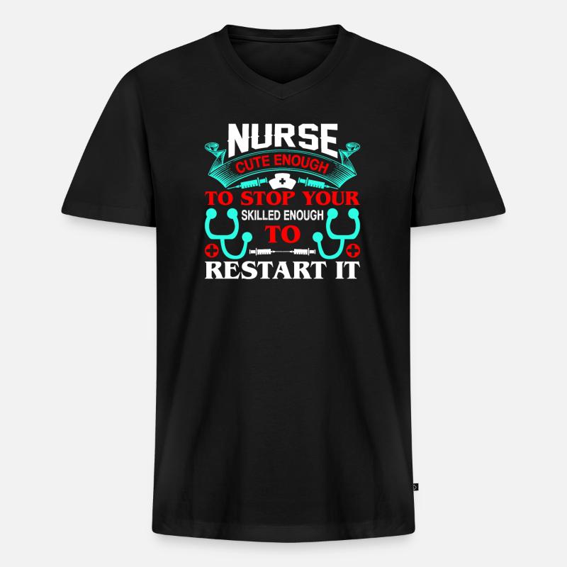 Krankenschwester - Männer Premium Bio T-Shirt mit V-Ausschnitt - Schwarz