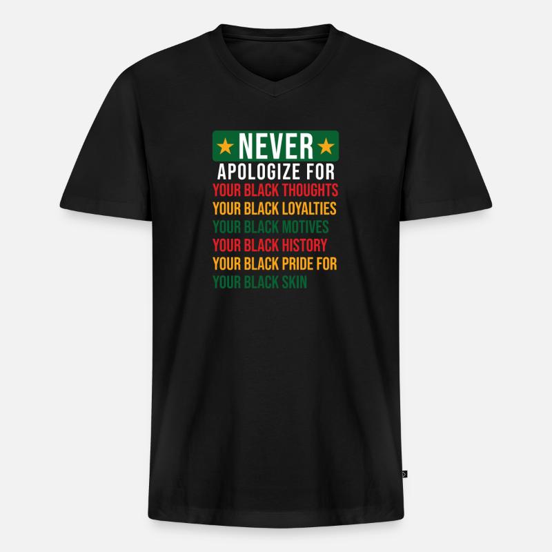 Black History - Männer Premium Bio T-Shirt mit V-Ausschnitt - Schwarz