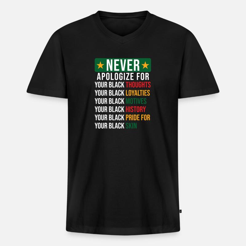 Black History - Männer Premium Bio T-Shirt mit V-Ausschnitt - Schwarz