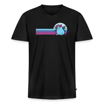 Retro Capybara avec lunettes de soleil Vintage Capibara - T-shirt encolure en V Premium bio Homme - noir - Devant - Nico (187cm)