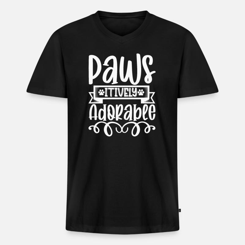 Pawsitively Bewundernswert - Männer Premium Bio T-Shirt mit V-Ausschnitt - Schwarz