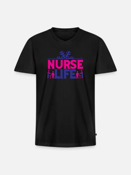 KRANKENSCHWESTER Pflegerin - Männer Premium Bio T-Shirt mit V-Ausschnitt - Schwarz