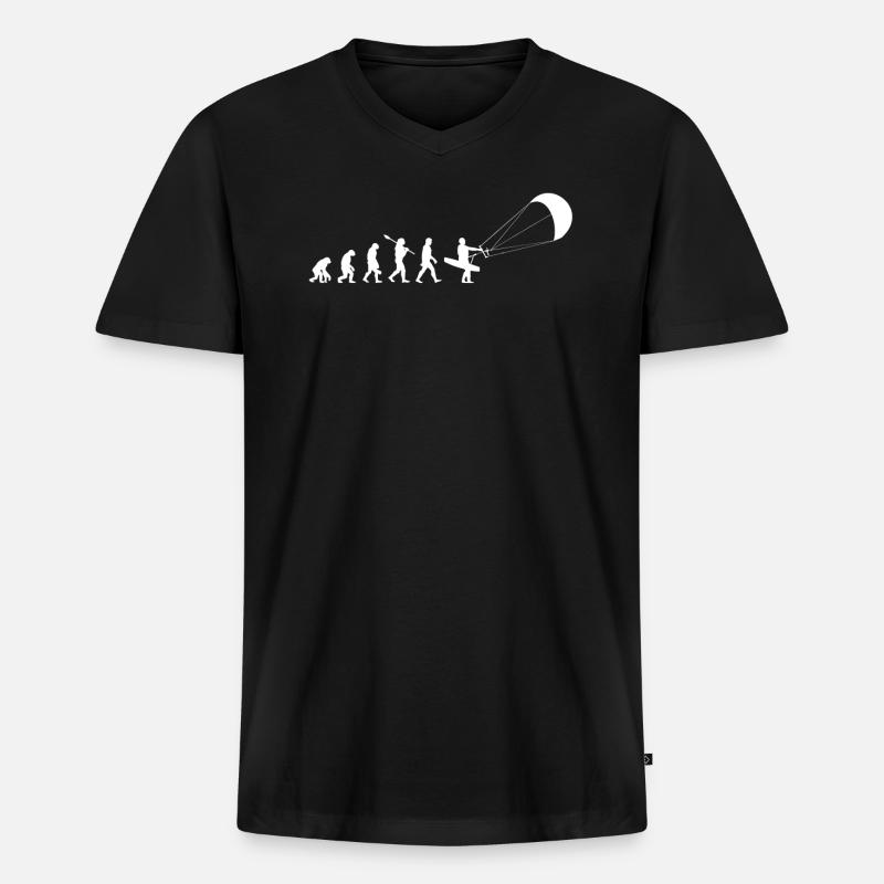 Kite Kitesurfen Kiteboard - Männer Premium Bio T-Shirt mit V-Ausschnitt - Schwarz