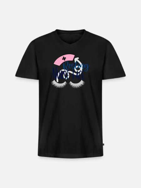 Resting Nurse Face - Men's Premium Organic T-shirt with V-neck - black
