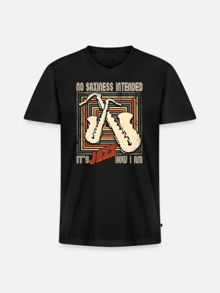 Saxophone Saxophone player - Men's Premium Organic T-shirt with V-neck - black