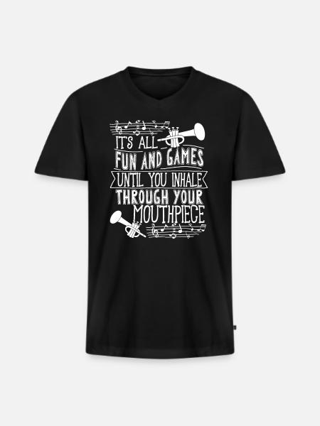 Trompeter Trompete Instrument Blechblasmusik - Männer Premium Bio T-Shirt mit V-Ausschnitt - Schwarz