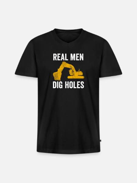 Bagger Bauarbeiter Baggerfahrer Baumaschine Job - Männer Premium Bio T-Shirt mit V-Ausschnitt - Schwarz