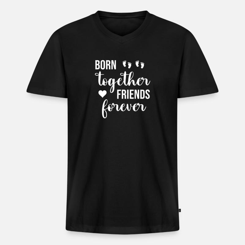 Zwilling Zwillinge Bruder Schwester Spruch - Männer Premium Bio T-Shirt mit V-Ausschnitt - Schwarz