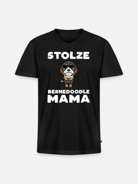 Bernedoodle Mama - Männer Premium Bio T-Shirt mit V-Ausschnitt - Schwarz
