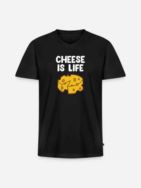 Funny Cheese Lover Food Humor Cheese - Men's Premium Organic T-shirt with V-neck - black